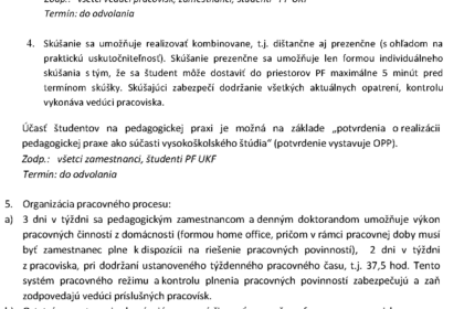 Metodické usmernenie k príkazu rektora UKF v Nitre č. 1/2022 – Prevádzka objektov UKF a výkon práce od 10.1.2022