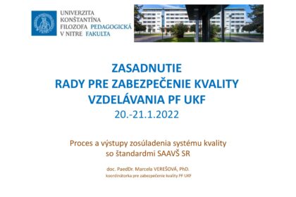 Ustanovujúce zasadnutie Rady pre zabezpečenie kvality