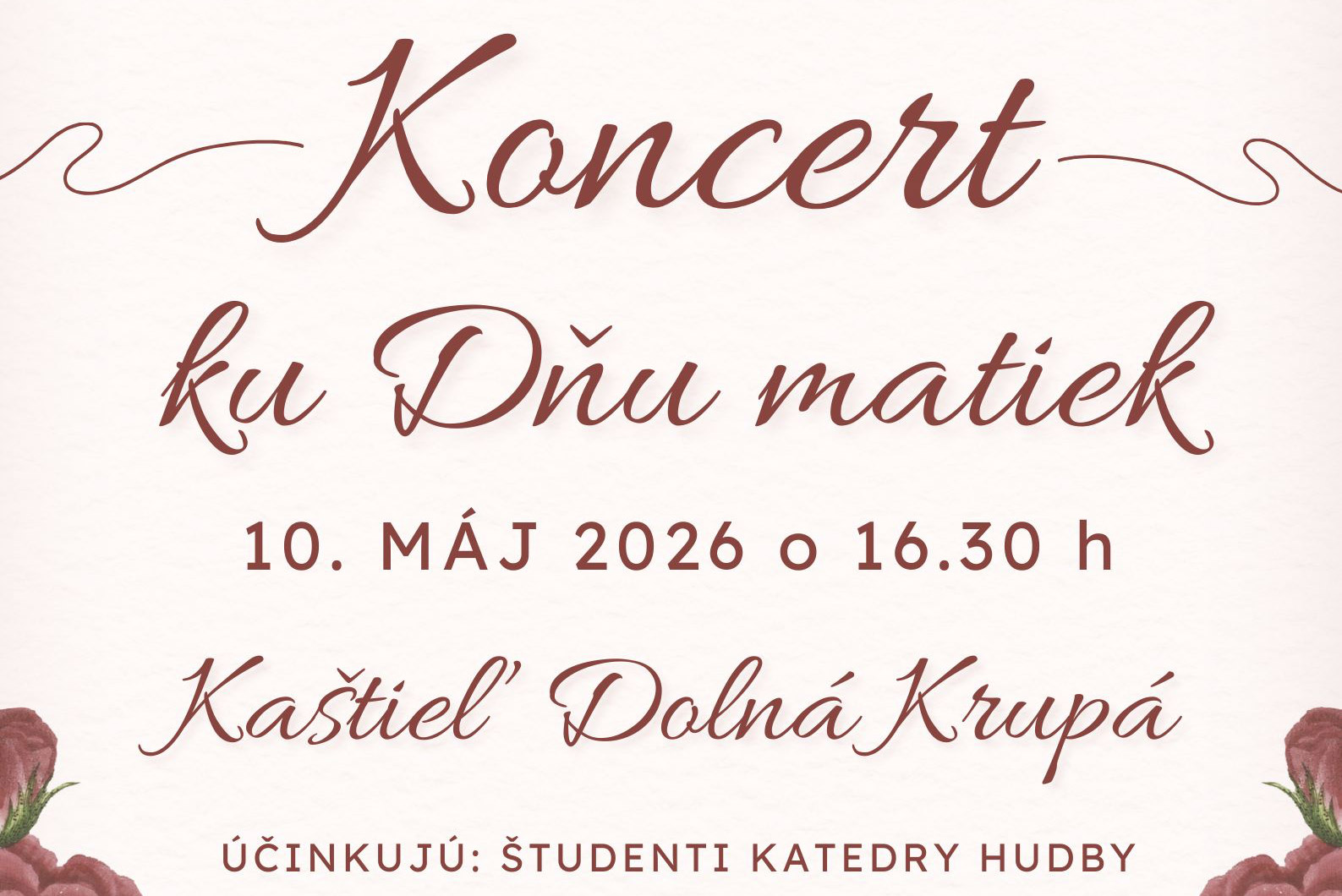 Pozvánka na koncert pri príležitosti Dňa matiek